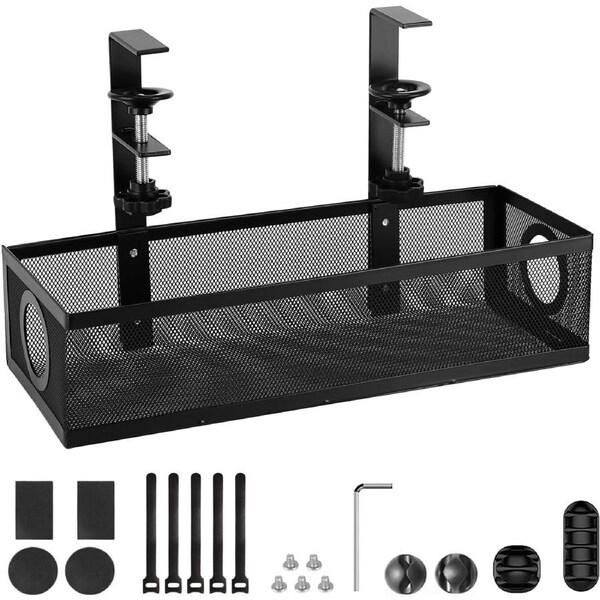 Under Desk Cable Management Tray Wire Organizer Box Clamp