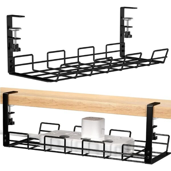 Under Desk Cable Management Tray Wire Organizer Metal Basket Office Home Standing