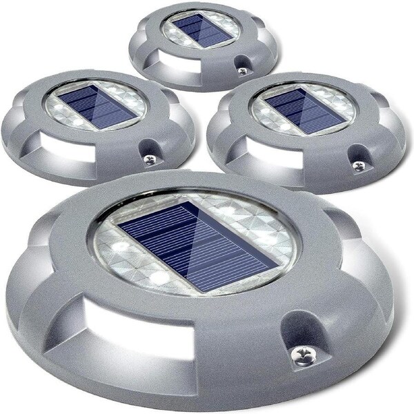 Solar Deck Lights Garden LED Outdoor Waterproof Pathway Step 4 Pack White