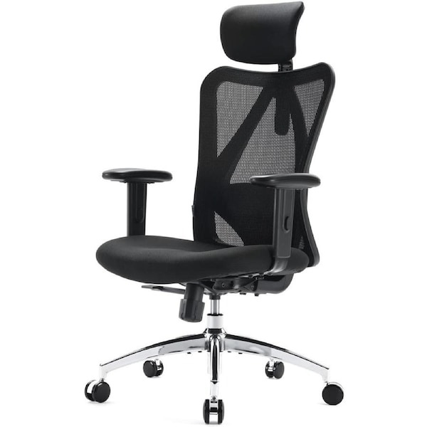 Ergonomic Office Chair Big & Tall, Adjustable Headrest, Lumbar Support, PU Wheels