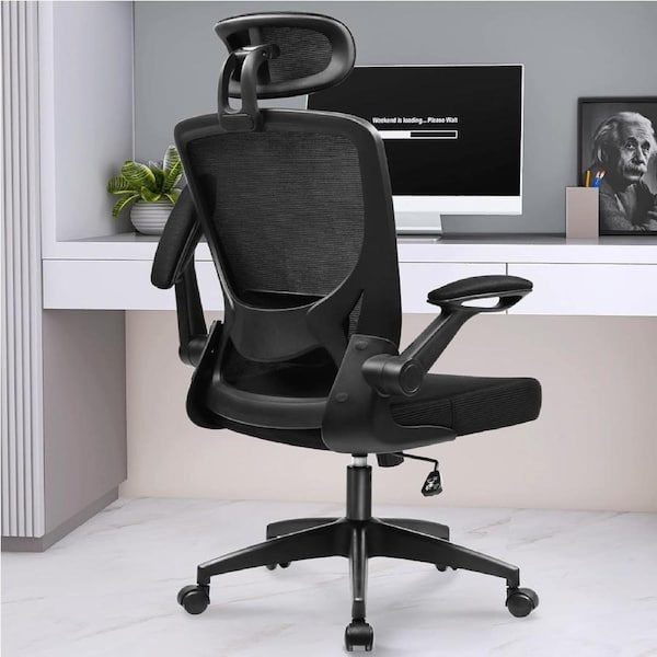 Ergonomic Mesh Office Chair w/ Lumbar Support, Headrest & Flip-up Arms