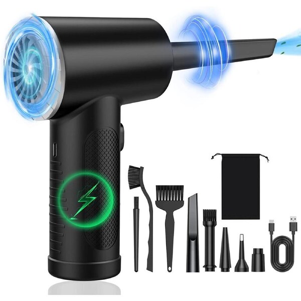 Electric Dust Blower Air Duster 3 Speeds LED Light 9000mAh