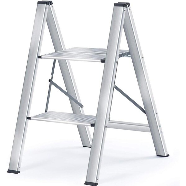 2 Step Aluminium Folding Step Stool Portable Ladder Multi-Function
