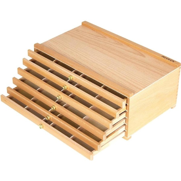 6-Drawer Artist Supply Storage Box Portable Foldable Beech Wood