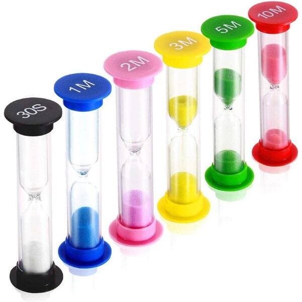 Sand Timer Plastic Hourglass 30sec-10mins 6pcs