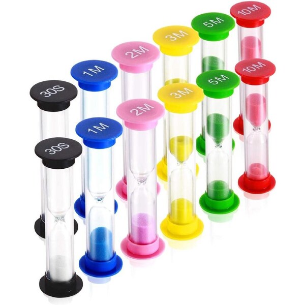 Sand Timer Plastic Hourglass 30sec-10mins 12pcs