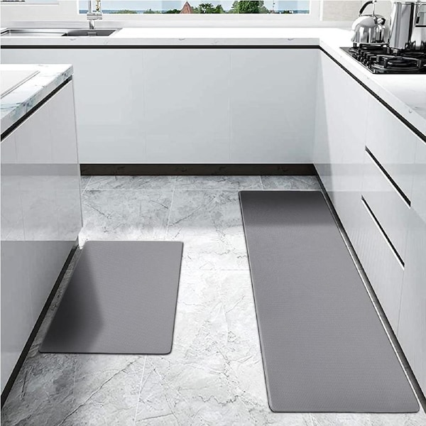 2pc Kitchen Floor Mats Set Non Slip Waterproof Anti Fatigue