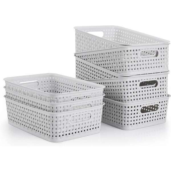 8 Pack Storage Bins Home Kitchen Cabinets Pantry Organiser Light Grey