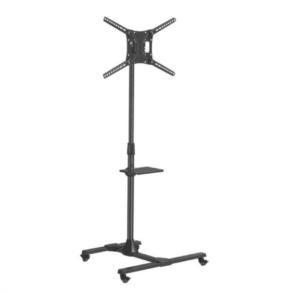 Barkan Mobile TV Mount Cart with Metal Shelf, 13 - 86 Inch Size, Black
