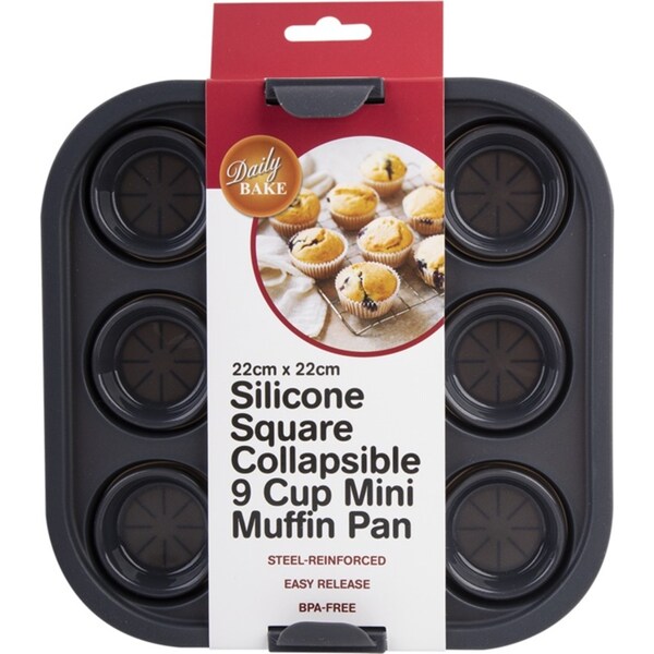 Daily Bake Grey Silicone Collapsible Air Fryer 9 Muffin Pan