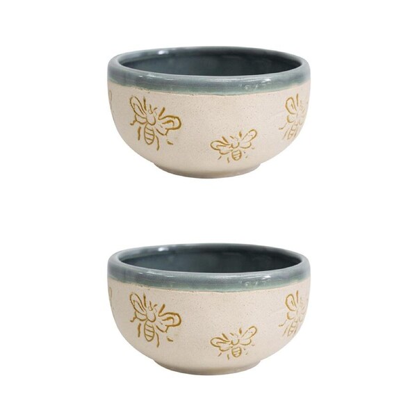 2x Variegated Bee Ceramic 15cm Snack Bowl Kitchen Serving Dinnerware Round Blue