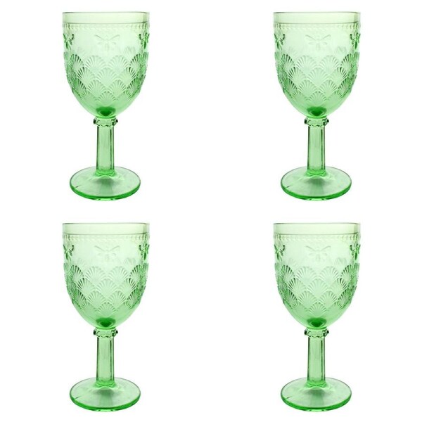 4x Stemmed Bee 17cm Red Wine Glass Drinking Goblet Glassware Drink Cup Soft GRN
