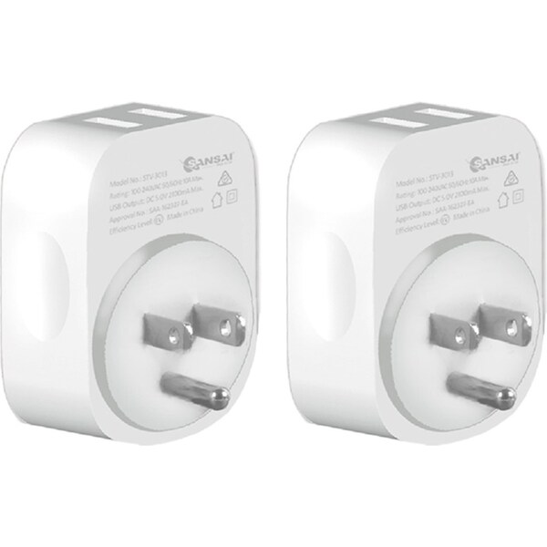 2x Sansai Surge Protected Travel Adapter w/ USB-C And USB-A Port - AU/USA Region