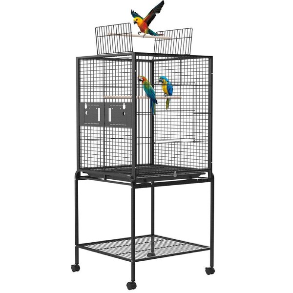 Advwin Bird Cage146CM Open Top 2 Perches Aviary Parrot Budgie Tray Wheel W/Brake