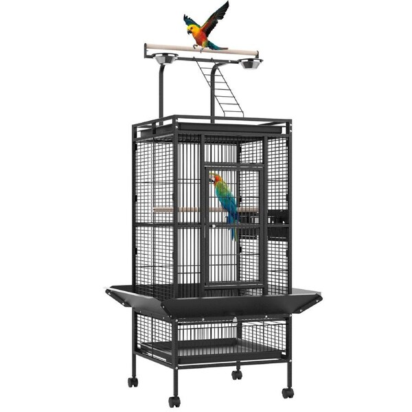 Advwin Bird Cage 153CM 2 Perches Aviary Parrot Budgie Playtop Slide Tray Wheels