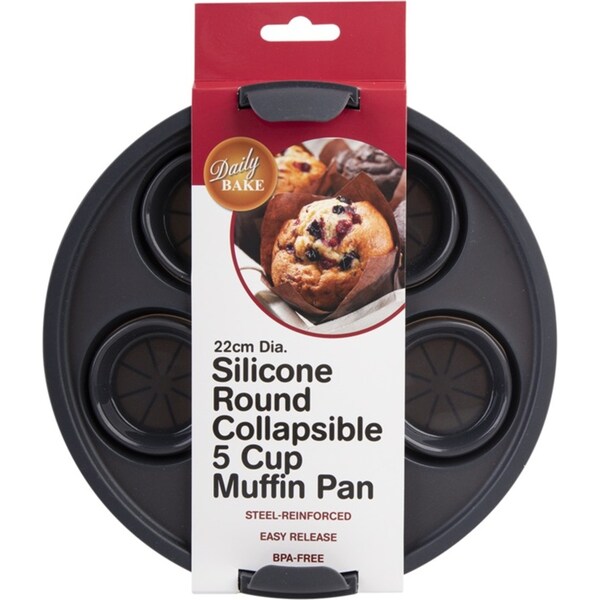 Daily Bake Grey Silicone Collapsible Air Fryer 5 Muffin Pan