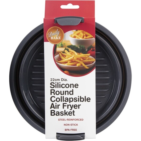 Daily Bake Grey Silicone Collapsible Air Fryer Basket 22cm