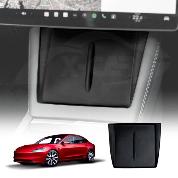 Black Silicone Anti-Slip Mat For Tesla Model 3 Highland 2023-Onwards Center Console Wireless Charger Protective Pad