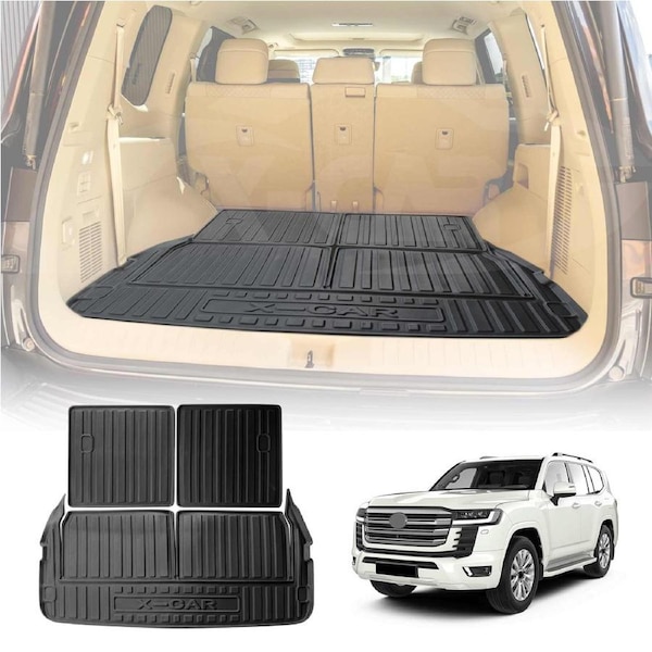 Boot Liners for Toyota Landcruiser 300 LC300 2021-Onwards All Weather Heavy Duty Cargo Trunk Mat Luggage Tray Car Accessories 3 Pcs Set
