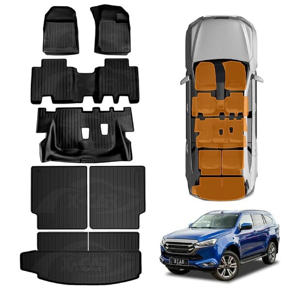 3D Floor Mats Boot Liner Set for Isuzu MU-X MUX 2022-Onwards All Weather Heavy Duty Cargo Car Trunk Luggage Tray