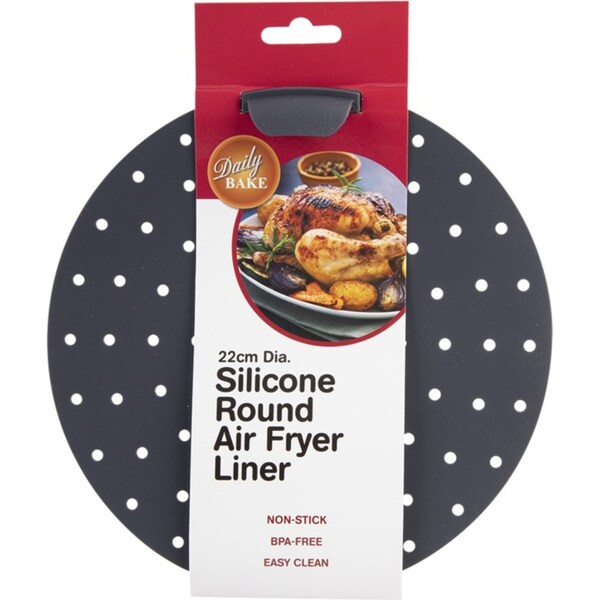 Daily Bake Grey Silicone Round Air Fryer Liner 22cm x 22cm