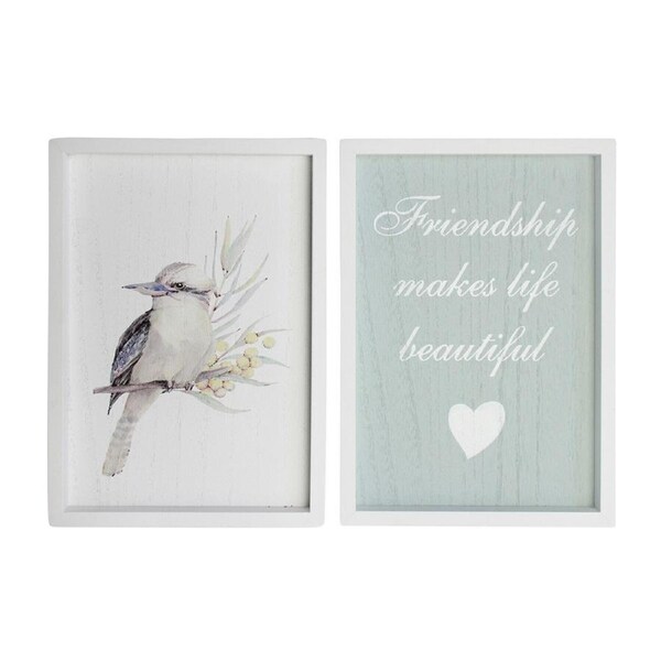 2pc Decorative MDF 20x28cm Friendship Australiana Wall Hanging Sign Decor Set