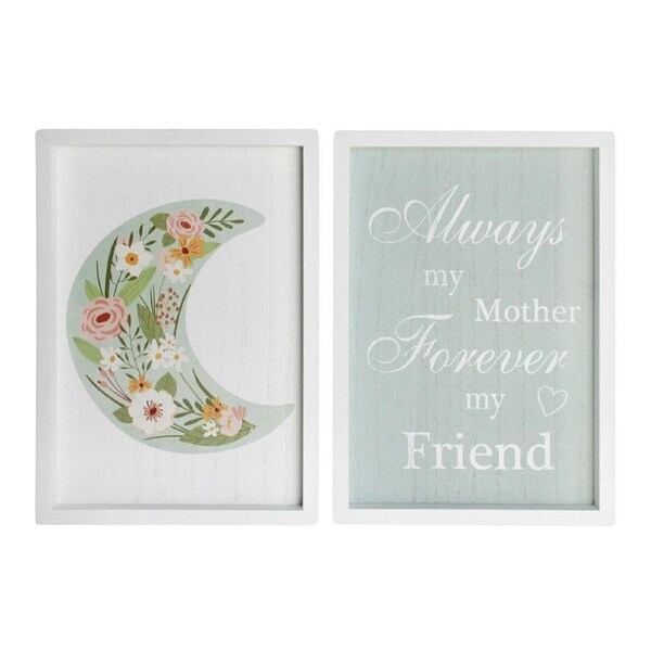 2pc Decorative MDF 20x28cm Mother Friend Wall Hanging Sign Home Room Decor Set