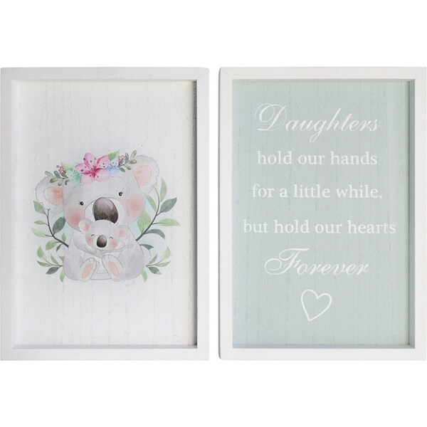 2pc MDF 28cm Daughters Forever Sign Kids Bedroom Decor Plaque Set Green/White