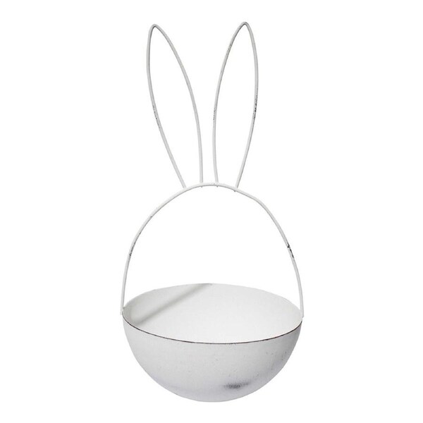 Metal 29cm Rabbit Ears Bowl Kids Bedroom/Playroom Toy Organiser Large White