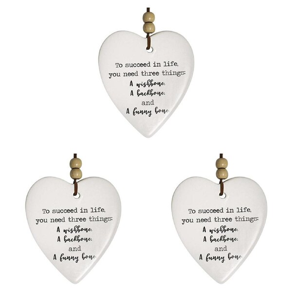 3x Ceramic Hanging 9cm Heart Funny Bone w/Hanger Ornament Home/Office Room Decor