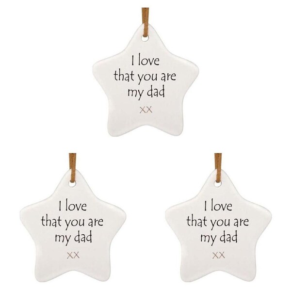 3x Ceramic Hanging 8x9cm Star My Dad w/ Hanger Ornament Home/Office Room Decor