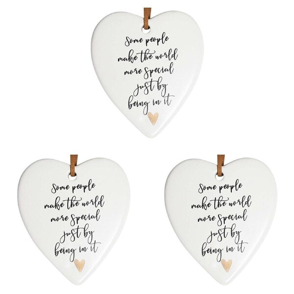 3x Ceramic Hanging 8x9cm Heart Special People w/ Hanger Ornament Home Room Decor