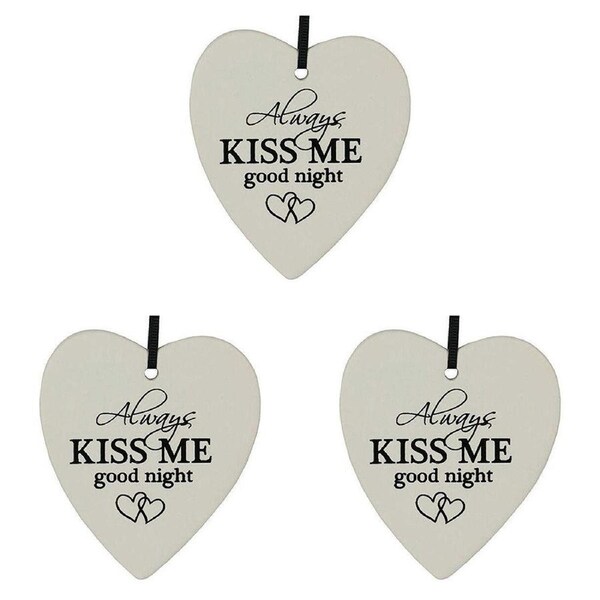 3x Ceramic Hanging 8x9cm Heart Kiss Me w/ Hanger Ornament Home/Office Room Decor