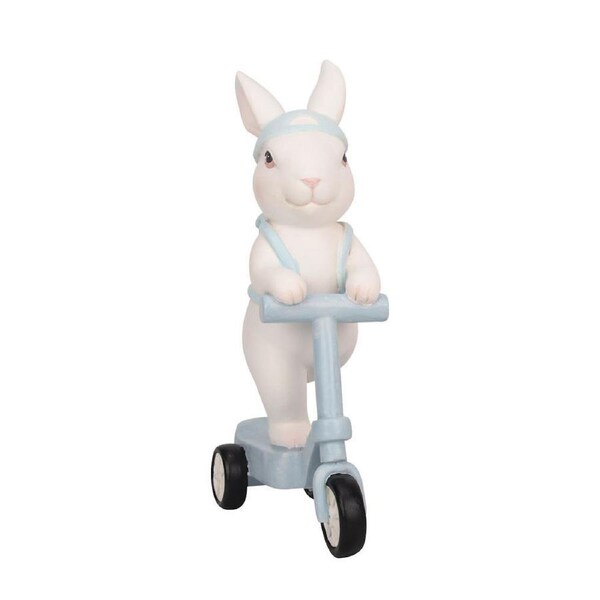 Easter Polyresin Bunny on Blue Scooter 16cm