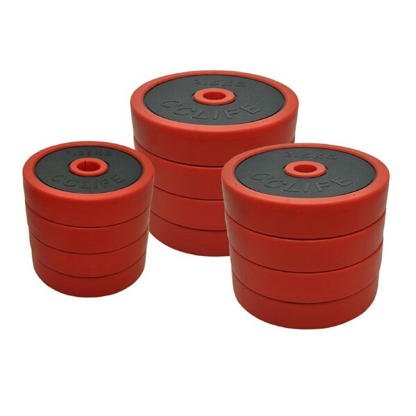 25kg Rubber Coated Iron Weight Plates Set - 2.5kg x 4 & 1.25kg x 4