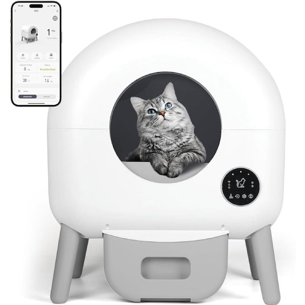 Advwin Large Self Cleaning Automatic Cat Litter Box Smart Cat Litter Box WiFi, App Remote Control, 90L Large Capacity