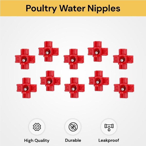 10PCs Horizontal Poultry Water Nipples