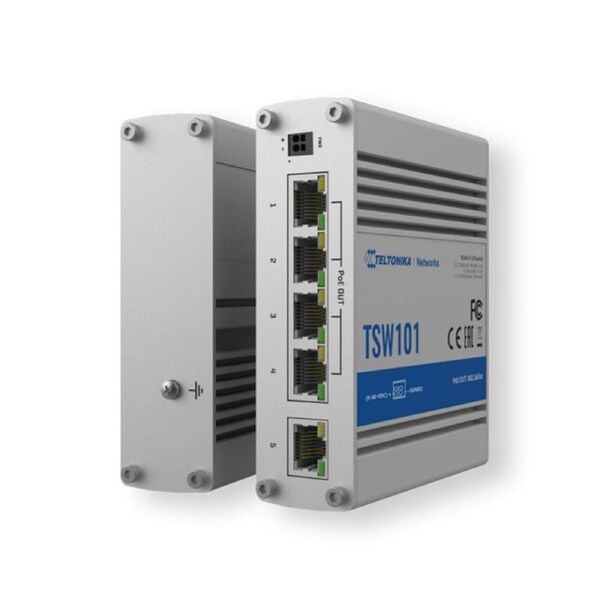 TELTONIKA TSW101 - Automotive PoE+ Switch, 4x PoE Ports, 5 x Gigabit Ethernet