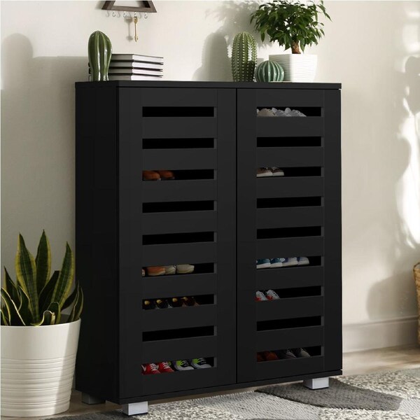 ALFORDSON Shoe Cabinet Rack Organiser 21 Pairs (Black)