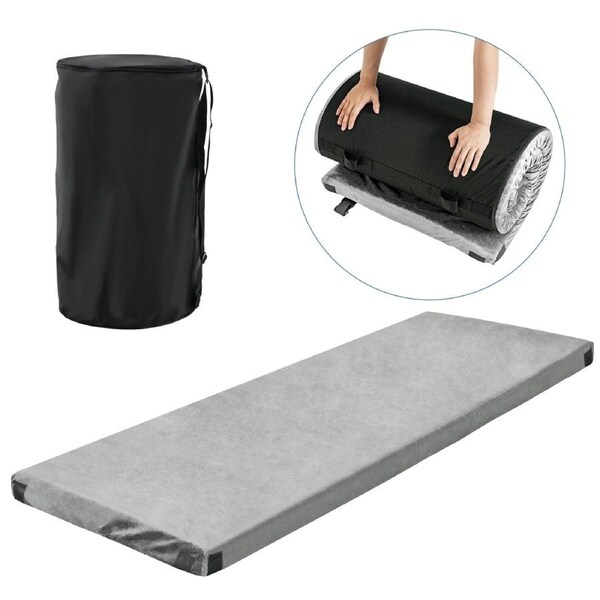 Costway 1.8m Memory Foam Camping Mattress Waterproof Sleeping Mat Anti-Slip Floor Mattress Hiking Travel Bag,Grey