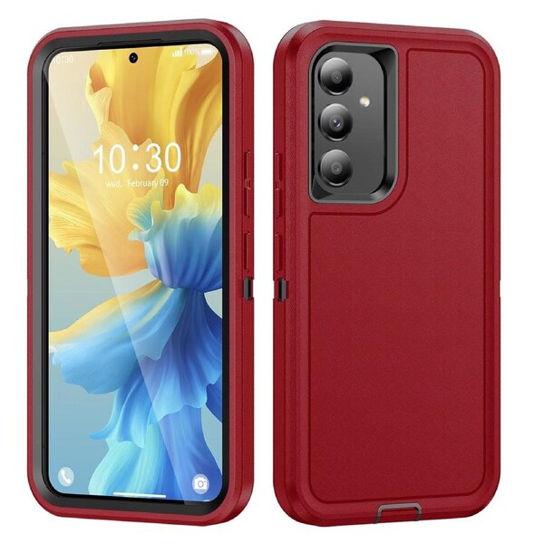 For Samsung Galaxy S24+ Plus 5G Case, 3-Layer Armor Cover, Red Black