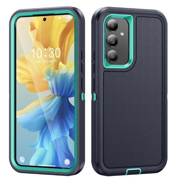 For Samsung Galaxy S24+ Plus 5G Case, 3-Layer Armor Cover, Dark Blue Light Blue