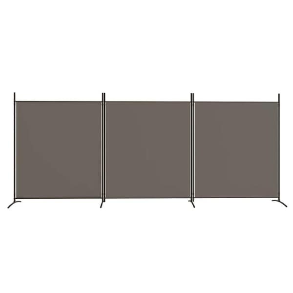 3 Panel Room Divider Privacy Screen Partition Fabric Iron with Stand 525x180 cm