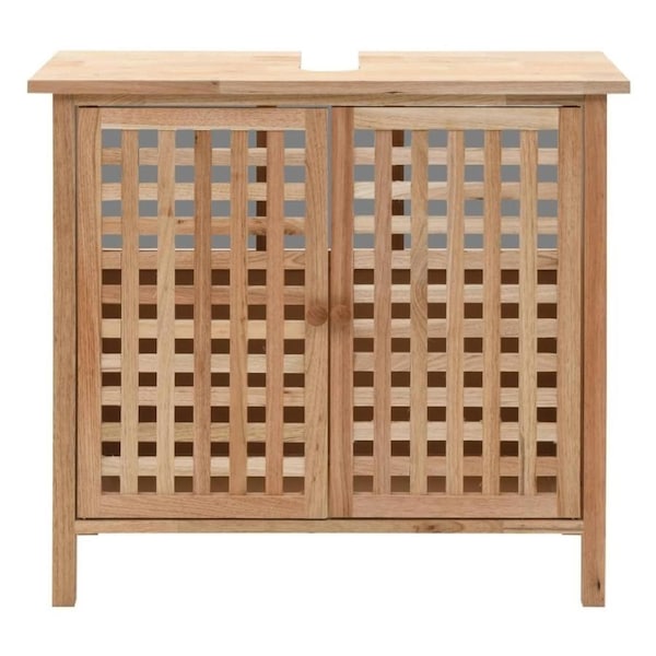 Wooden Sink Cabinet Bathroom Storage Cupboard Vanity Unit Stylish Lattice Design
