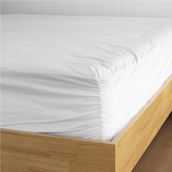 Bambury Size Queen Bed Tru Fit Sheet Set White Home Bedding w/Pillowcase Cotton