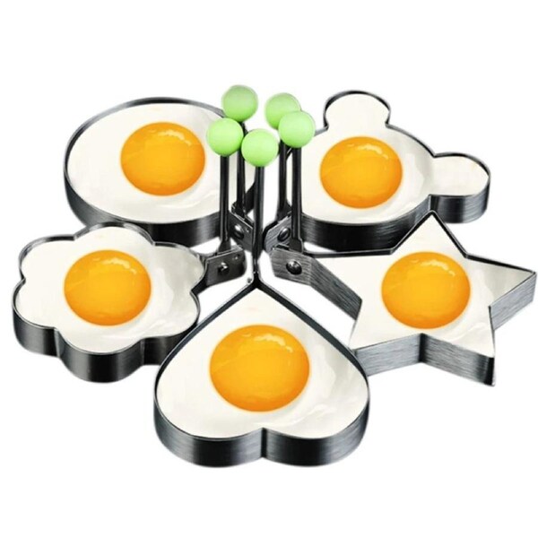 5PCS Fried Egg Mould Egg Rings Stainless Steel Metal Ring Pancake Frying Shape