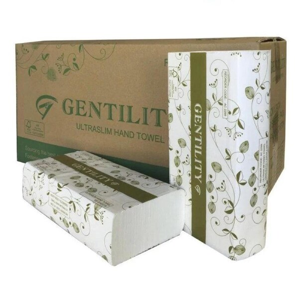 A&C Gentility Ultraslim Hand Paper Towels 23x24cm 1ply 150 Sheets x 16 Packs/Carton AC-2299