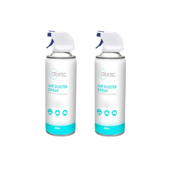 2PK Cruxtec 400ml Aerosol Air Duster Spray Home Dust Remover w/Extension Tube
