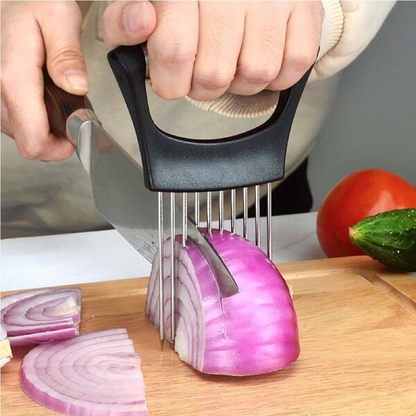 Food Slice Assistant Onion Slicer Cutter Fish Meat Potato Vegetable Holder, Tool Fruit Slicer Tomato Cutter Knife
