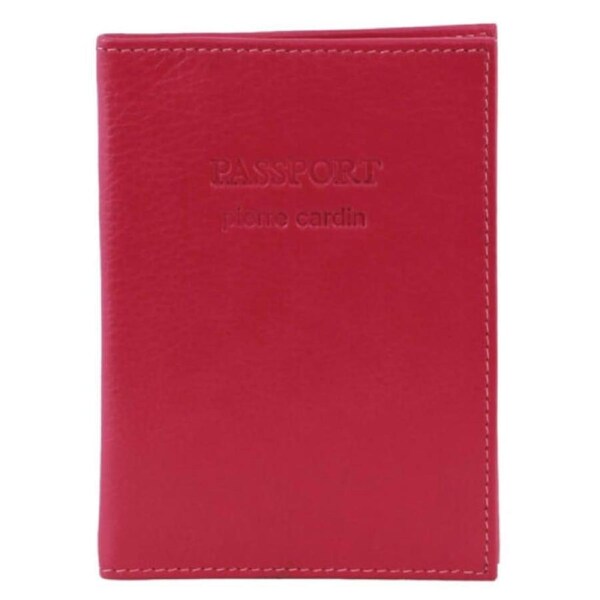 Pierre Cardin Slim Leather Passport Wallet Holder RFID Case Cover - Fuschia